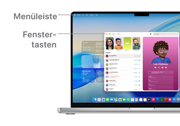 Eine Tour durch die macOS Navigation, wie die Menüleiste am oberen Bildschirmrand des MacBook und das Dock.