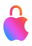 An Apple logo in the shape of a lock, the lock mechanism is in a locked position to highlight privacy protection