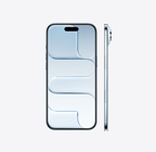 iPhone Air, face avant, bleu ciel, Dynamic Island au centre de la partie supérieure, vue latérale, profil très fin, bouton latéral, commande de la caméra