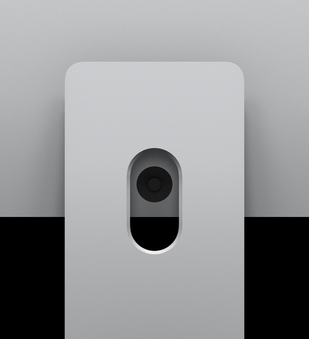 Studio Display XDR fixé sur le support à inclinaison et hauteur réglables, vu de l’arrière pour mettre en évidence le bras balancier